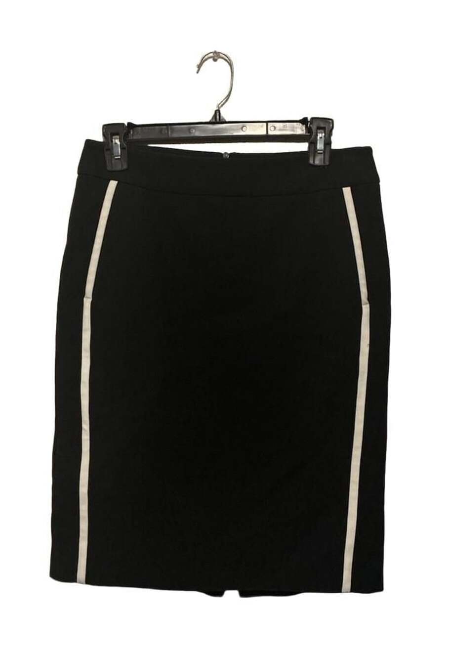 Karen Millen Black Pencil Skirt with White Side Stripes Size US 6 UK 10